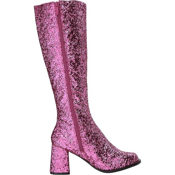 GO GO BOOT, Sz 7, 3" Heel, FUSCIA GLITTER, 15" TALL - Picture 2 of 7